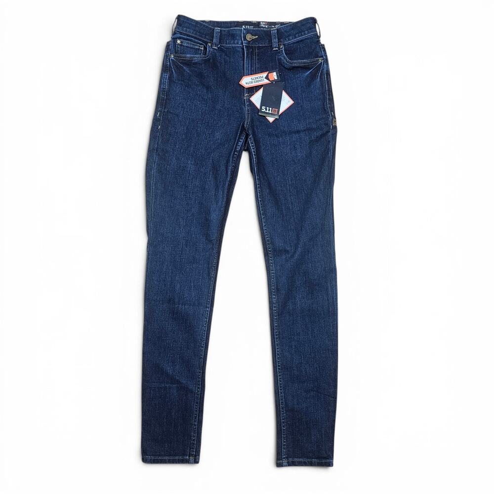 5.11 TACTICAL Britta Skinny Jeans Women's 8 Long Dark Wash Stretch Denim NWT